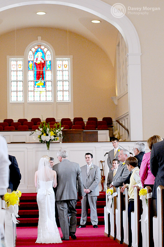 Father of Bride and Bride walking down the church aisle | Davey Morgan Photography