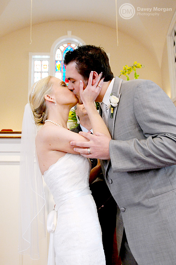 Bride and groom's first kiss at wedding | Davey Morgan Photography