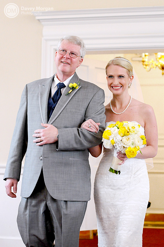 Father of Bride and Bride walking down church aisle | Davey Morgan Photography