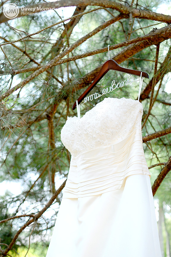 Wedding dress on custom name hangar | Davey Morgan Photography