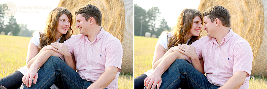 picture of a Couple in a field with hay bales | Davey Morgan Photography