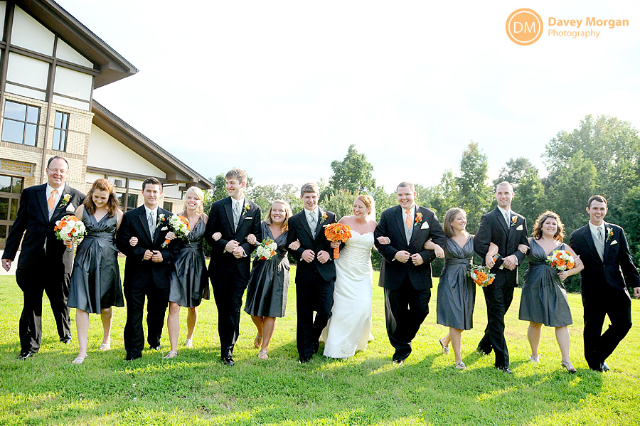 bridal party walking outside the Clemson United Methodist Church | Davey Morgan Photography