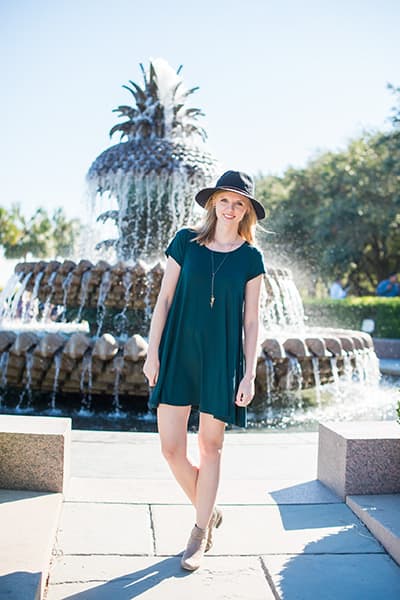 Fashion photographer in Charleston, SC | pineapple fountain